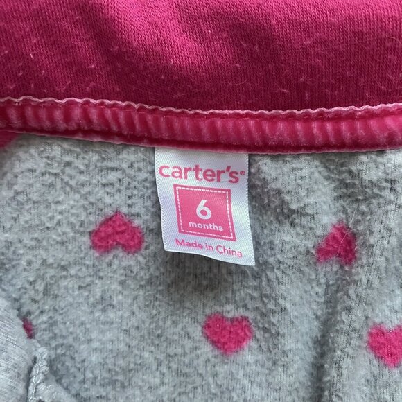 Carter’s Baby Vest Size 6M | GUC Grey Fleece Heart Print Sleeveless Jacket - Picture 10 of 16